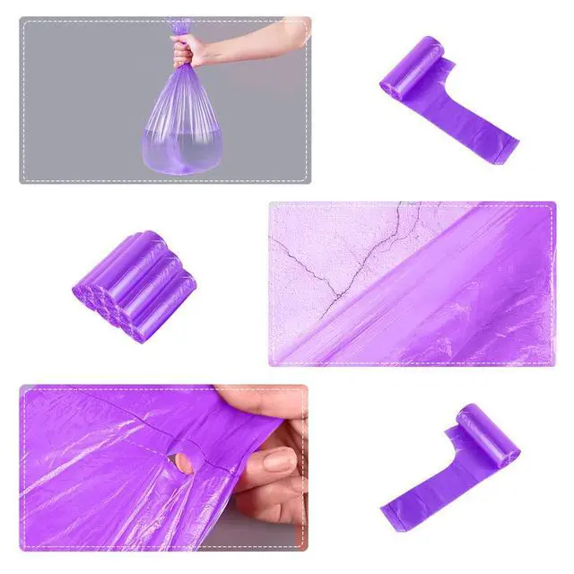 Alt view image 3 of 7 - 100 Counts 4 Gallon 45x60Cm Kitchen Purple Trash Bags with Handles for Bathroom Trash Bags, Contractor Bags (100pcs Purple 45x60CM)