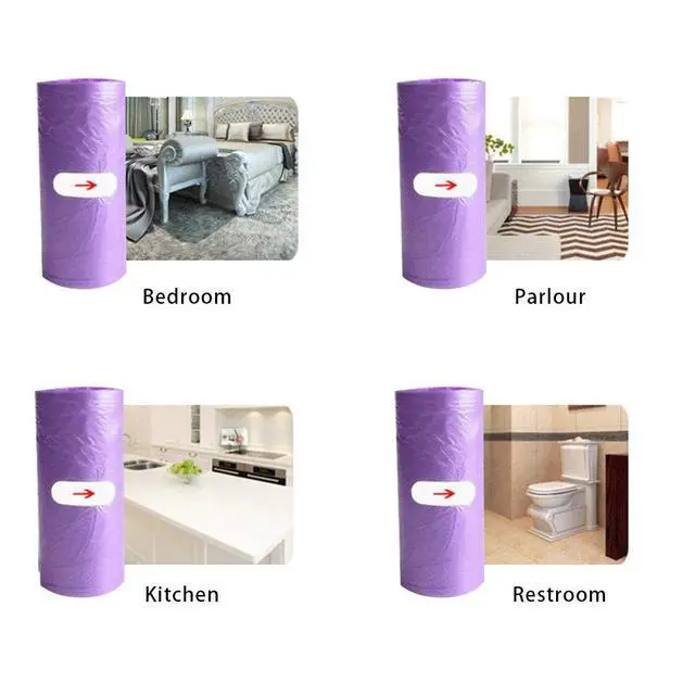 Alt view image 5 of 7 - 100 Counts 4 Gallon 45x60Cm Kitchen Purple Trash Bags with Handles for Bathroom Trash Bags, Contractor Bags (100pcs Purple 45x60CM)