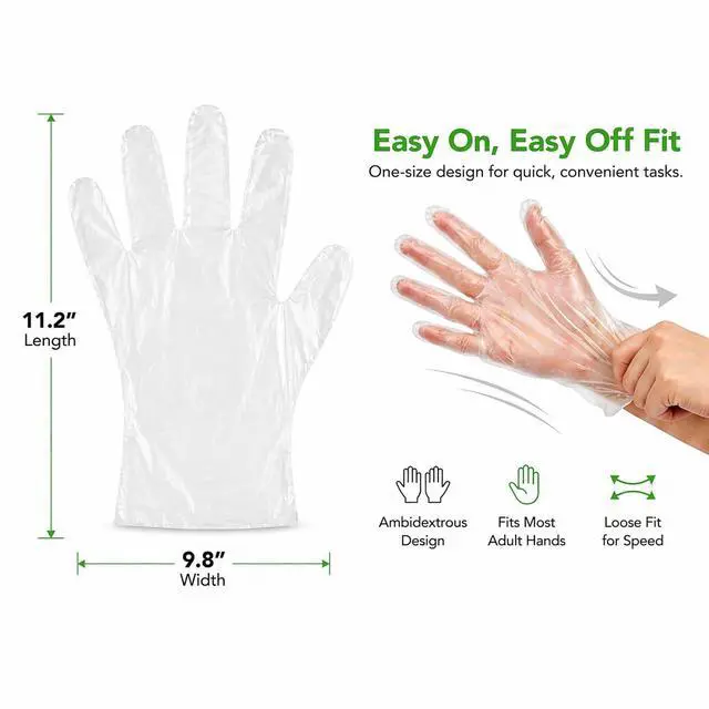 Alt view image 6 of 7 - ForPro Disposable Poly Gloves, Food Grade, BPA-Free, Latex-Free, Powder-Free, Lightweight Plastic Gloves for Cooking, Food Prep, Food Service, One Size Fits Most, Clear, 600-Count