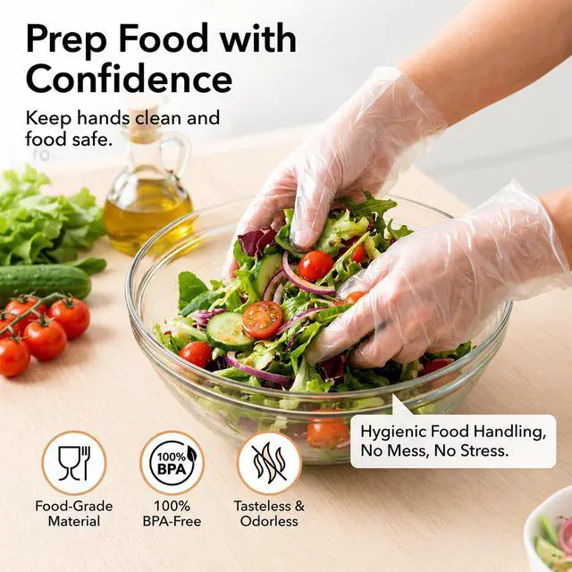 Alt view image 3 of 7 - ForPro Disposable Poly Gloves, Food Grade, BPA-Free, Latex-Free, Powder-Free, Lightweight Plastic Gloves for Cooking, Food Prep, Food Service, One Size Fits Most, Clear, 600-Count