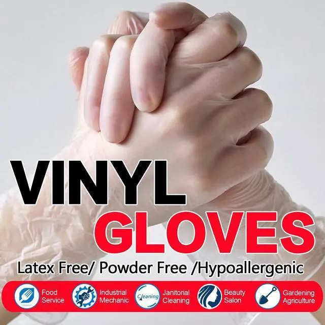 Alt view image 2 of 7 - Disposable Vinyl Gloves, Powder-Free, Latex-Free, Non-Sterile, Food Safe, Nursing, Office, Kitchen, Pet Care, Cleaning, Housework, 4 mil, Clear, X-large, 100Pcs-Count