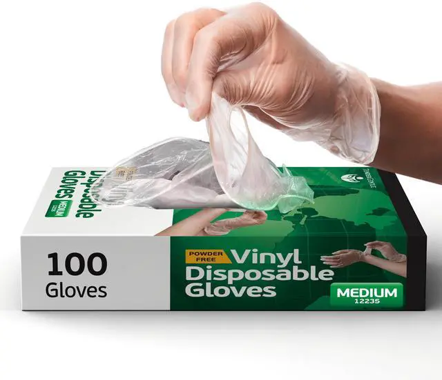 Main image of Vinyl Disposable Gloves for Cooking and Food Prep - 100 Clear Medium Latex Free Disposable Gloves - Food Safe for BBQ, Cooking, Cleaning, and More - Guantes Desechables