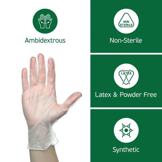 Alt view image 3 of 7 - Vinyl Disposable Gloves for Cooking and Food Prep - 100 Clear Medium Latex Free Disposable Gloves - Food Safe for BBQ, Cooking, Cleaning, and More - Guantes Desechables