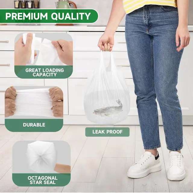 Alt view image 5 of 7 - 2.6 Gallon Small Trash Bags Bathroom With Handle 100 Count