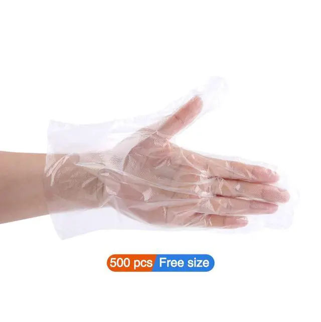 Alt view image 3 of 7 - 500 PCS Clear Disposable Food Service Gloves, Free Size
