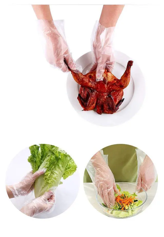 Alt view image 2 of 7 - 500 PCS Clear Disposable Food Service Gloves, Free Size