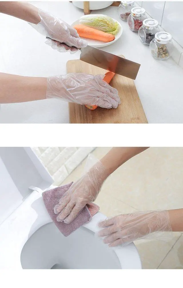 Alt view image 7 of 7 - 500 PCS Clear Disposable Food Service Gloves, Free Size