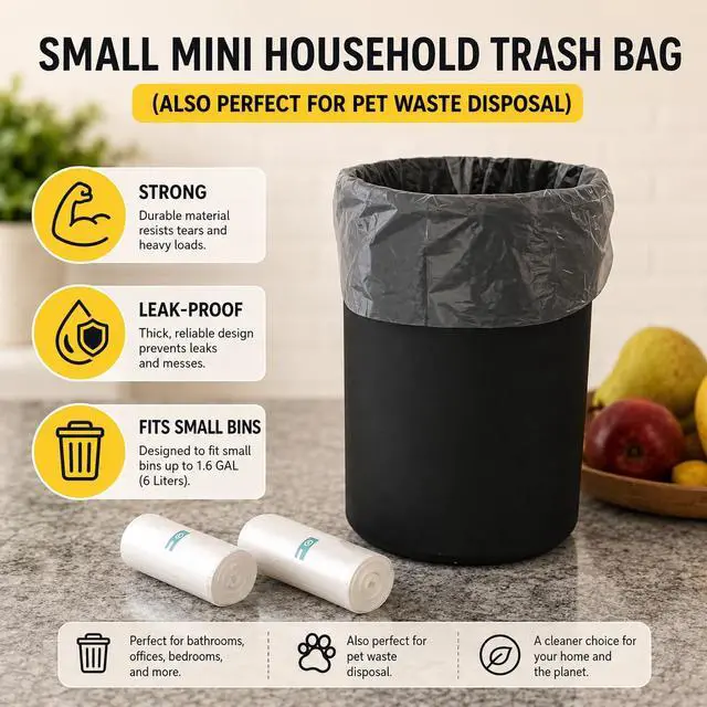 Alt view image 2 of 6 - 1.2 Gallon 120 Clear Small Trash Bags Bathroom 1 Gallon Garbage Bags Plastic Wastebasket Mini Trash Bags Can Liners for Home and Office Bins, 120 Count