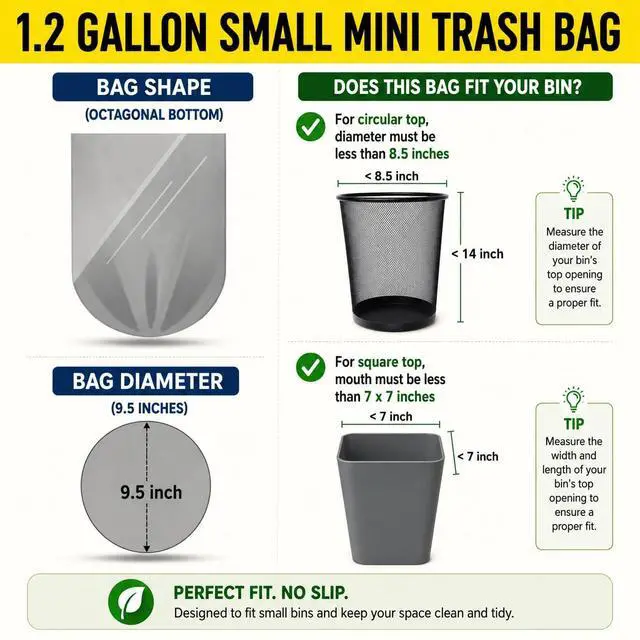 Alt view image 3 of 6 - 1.2 Gallon 120 Clear Small Trash Bags Bathroom 1 Gallon Garbage Bags Plastic Wastebasket Mini Trash Bags Can Liners for Home and Office Bins, 120 Count
