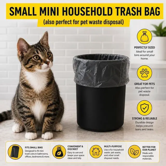 Alt view image 4 of 6 - 1.2 Gallon 120 Clear Small Trash Bags Bathroom 1 Gallon Garbage Bags Plastic Wastebasket Mini Trash Bags Can Liners for Home and Office Bins, 120 Count