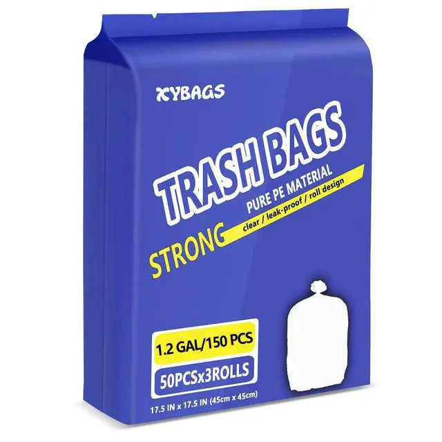 Alt view image 2 of 7 - 1.2 Gallon Clear Trash Bags, 150 Count 4.5 Liter Trash Liners Small Garbage Bags for Office, Bathroom