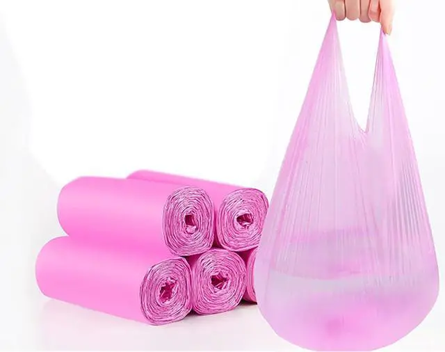 Main image of 4 GALLON Bathroom Trash Bags, 5 Rolls/100 Counts Small HANDLES Garbage Bags for Office, Kitchen,Bedroom Waste Bin,Colorful Portable Strong Rubbish Bags (Pink 100 Counts)