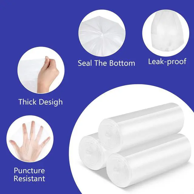 Alt view image 6 of 7 - 1.2 Gallon Clear Trash Bags, 150 Count 4.5 Liter Trash Liners Small Garbage Bags for Office, Bathroom