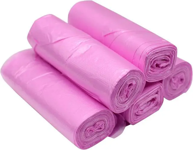 Alt view image 2 of 7 - 4 GALLON Bathroom Trash Bags, 5 Rolls/100 Counts Small HANDLES Garbage Bags for Office, Kitchen,Bedroom Waste Bin,Colorful Portable Strong Rubbish Bags (Pink 100 Counts)