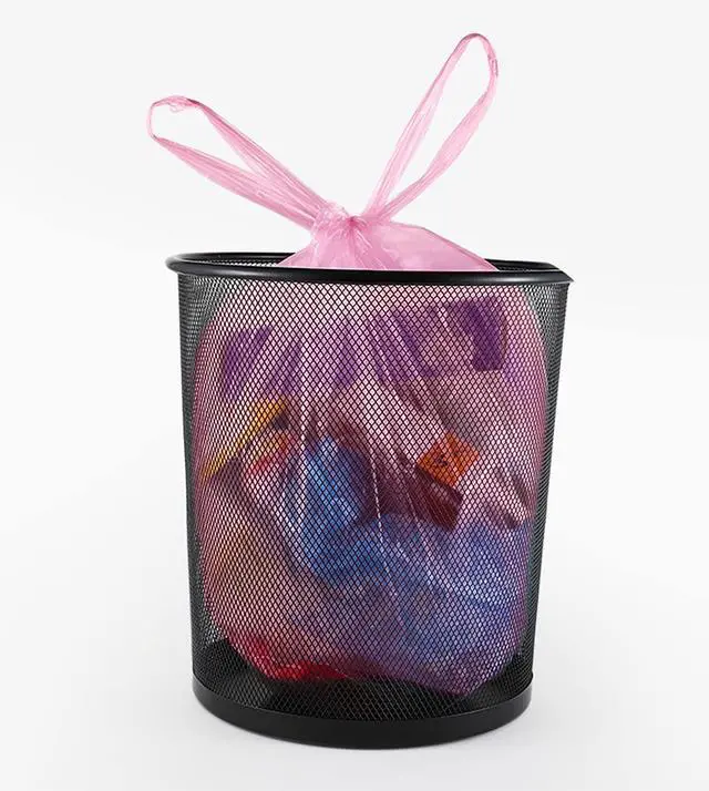 Alt view image 5 of 7 - 4 GALLON Bathroom Trash Bags, 5 Rolls/100 Counts Small HANDLES Garbage Bags for Office, Kitchen,Bedroom Waste Bin,Colorful Portable Strong Rubbish Bags (Pink 100 Counts)