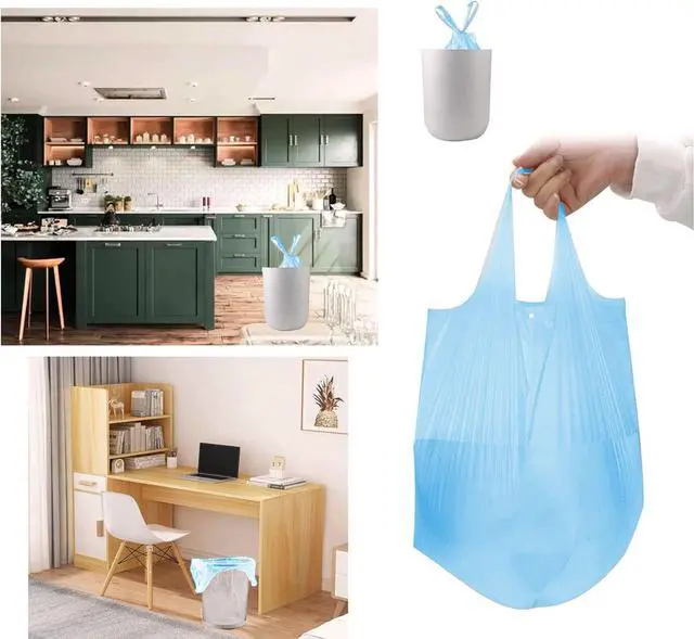 Alt view image 5 of 7 - 4 GALLON Bathroom Trash Bags, 5 Rolls/100 Counts Small HANDLES Garbage Bags for Office, Kitchen,Bedroom Waste Bin,Colorful Portable Strong Rubbish Bags (blue 100Counts)