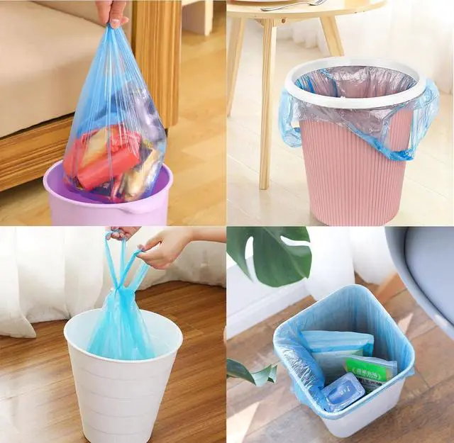 Alt view image 7 of 7 - 4 GALLON Bathroom Trash Bags, 5 Rolls/100 Counts Small HANDLES Garbage Bags for Office, Kitchen,Bedroom Waste Bin,Colorful Portable Strong Rubbish Bags (blue 100Counts)