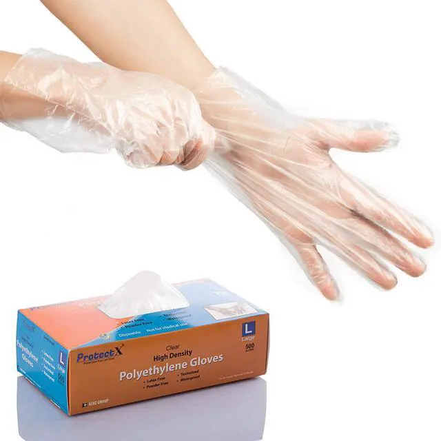 Main image of 500 Pieces Food Prep Gloves, Plastic Gloves Disposable for Cooking, Clear Food Safe Gloves without Latex & Powder Free, One Size Fits Most (500PCS in Box)