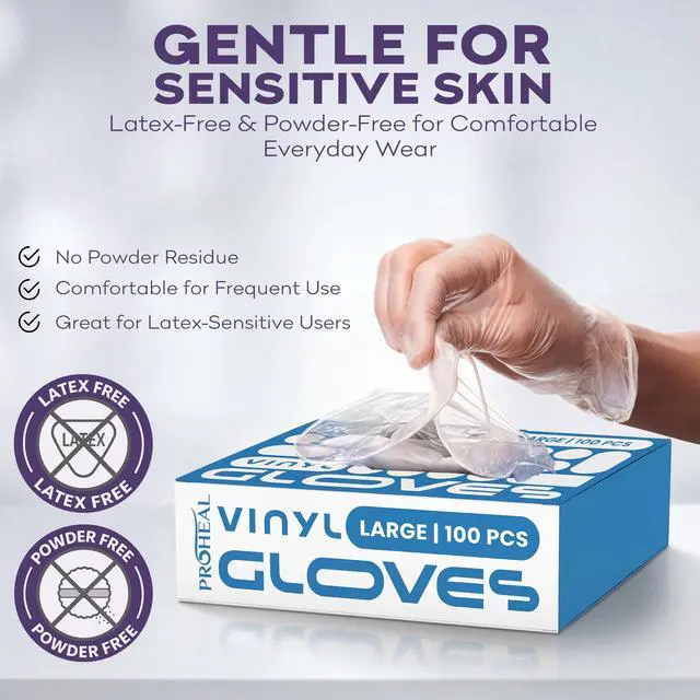 Alt view image 3 of 7 - Vinyl Disposable Gloves Medium - 100 Clear Food Safe Cooking and Household Cleaning Gloves - Powder Free and Latex Free Kitchen Glove for Meal Prep and Food Service