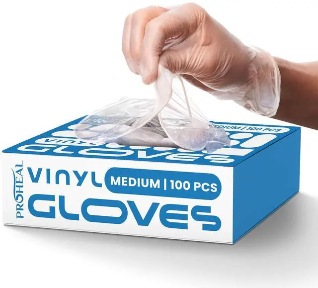 Main image of Vinyl Disposable Gloves Medium - 100 Clear Food Safe Cooking and Household Cleaning Gloves - Powder Free and Latex Free Kitchen Glove for Meal Prep and Food Service