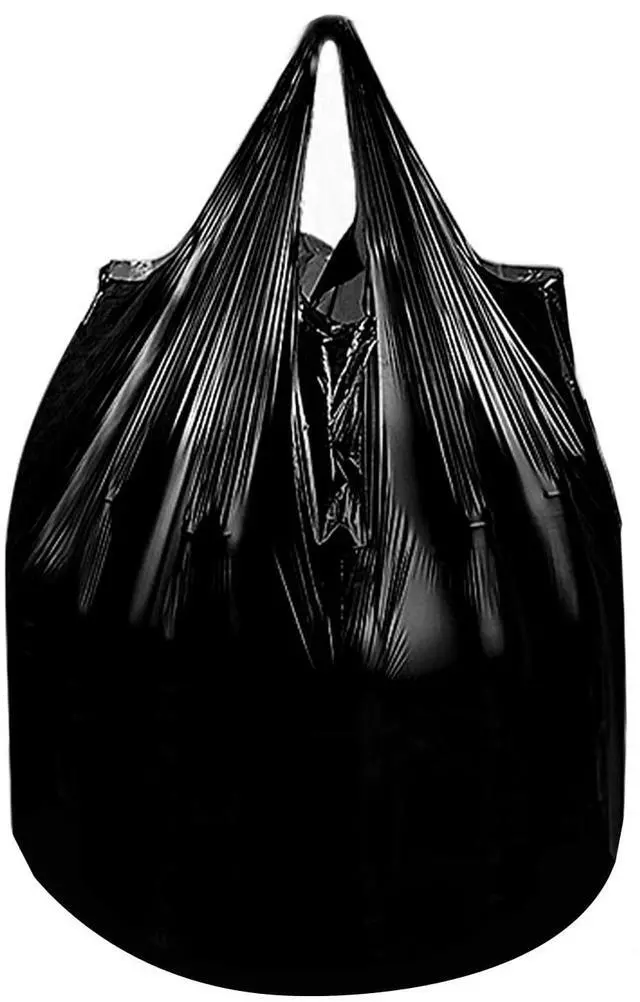 Main image of 4 Gallon Trash Bag with Handles, Pack of 80, Unscented Garbage Bags, Size 45 * 55cm, 4.15g/pcs, 1Mil Thickness, Unscented, Black