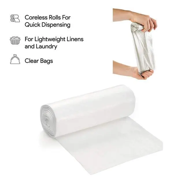Alt view image 5 of 7 - Clear Kitchen Trash Bags 7-10 Gallon Clear Plastic Garbage Bag for Kitchen, Home, Office, Bathroom - Wastebasket Bin Liners - High Density, Leak-Proof Waste Basket Bags 24x24-50 Pack