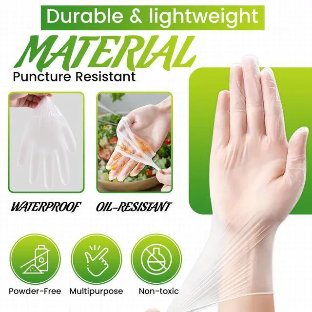Alt view image 3 of 7 - 100 Pack Clear Vinyl Gloves Powder Free Plastic Disposable Latex Free for Cleaning, Salon, Crafts (Medium)