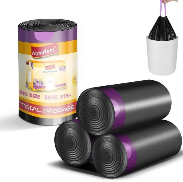 Main image of 4 Gallon Drawstring Trash Bags,40 Count Black