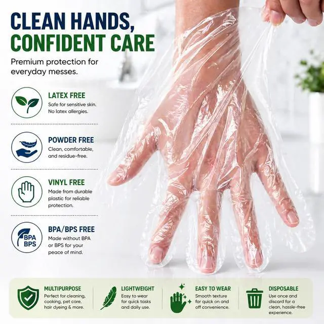 Alt view image 2 of 7 - Disposable Food Prep 700 Gloves (350 Pair) Plastic Disposable Gloves Kitchen Cooking Cleaning Food Handling Gloves (700 PCS)