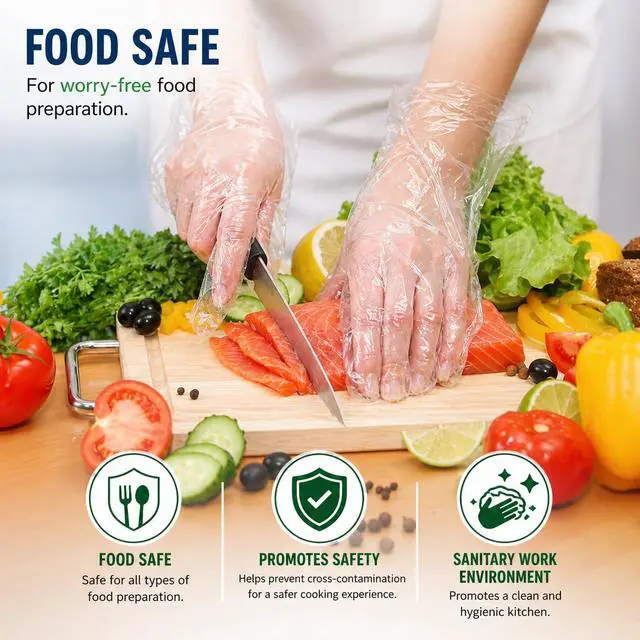 Alt view image 3 of 7 - Disposable Food Prep 700 Gloves (350 Pair) Plastic Disposable Gloves Kitchen Cooking Cleaning Food Handling Gloves (700 PCS)