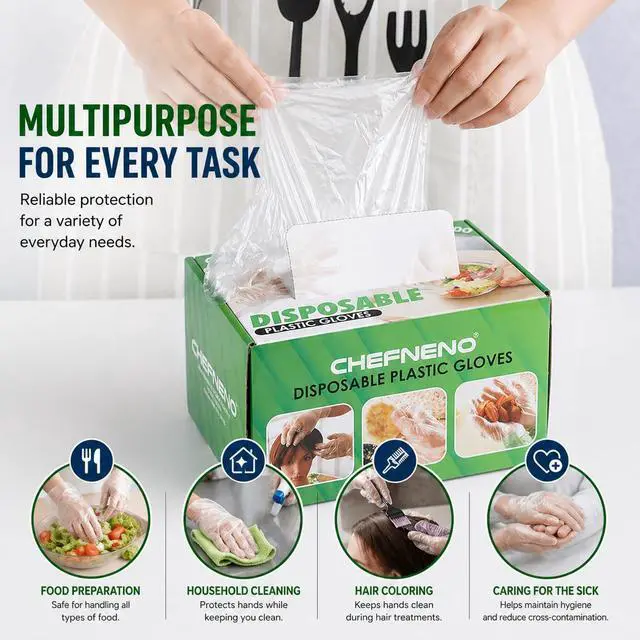 Alt view image 4 of 7 - Disposable Food Prep 700 Gloves (350 Pair) Plastic Disposable Gloves Kitchen Cooking Cleaning Food Handling Gloves (700 PCS)