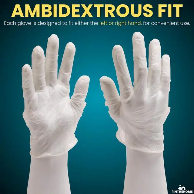 Alt view image 3 of 7 - Vinyl Gloves, Plastic Disposable Gloves for Food Handling/Cleaning, Powder & Latex Free, Single Use, Clear, Large, 100 Pack