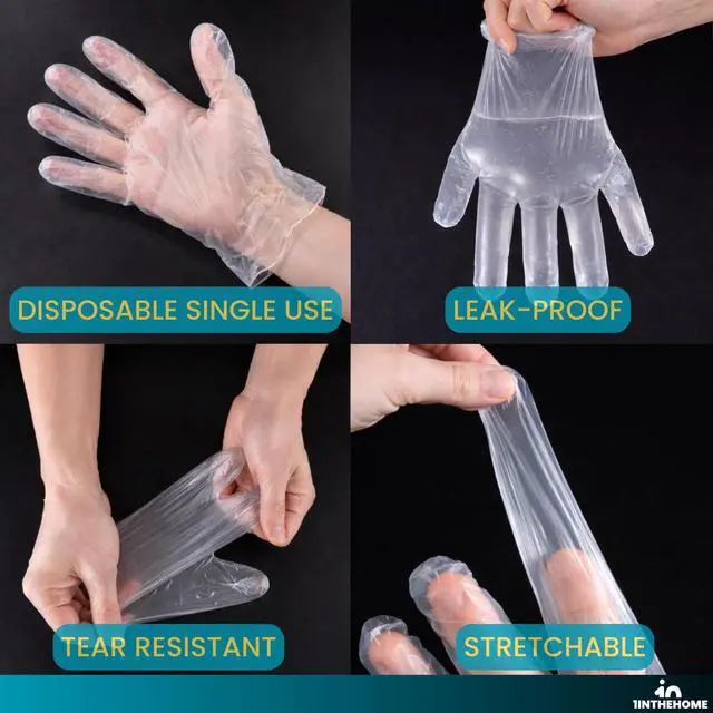 Alt view image 5 of 7 - Vinyl Gloves, Plastic Disposable Gloves for Food Handling/Cleaning, Powder & Latex Free, Single Use, Clear, Large, 100 Pack