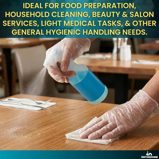 Alt view image 7 of 7 - Vinyl Gloves, Plastic Disposable Gloves for Food Handling/Cleaning, Powder & Latex Free, Single Use, Clear, Large, 100 Pack