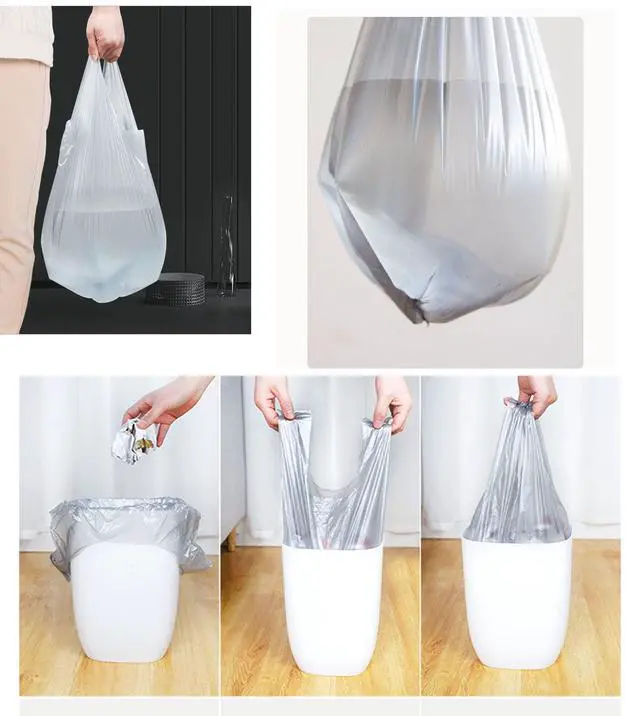 Alt view image 3 of 4 - 4 GALLON Bathroom Trash Bags, 5 Rolls/100 Counts Small HANDLES Garbage Bags for Office, Kitchen,Bedroom Waste Bin,Colorful Portable Strong Rubbish Bags (silver 100Counts)