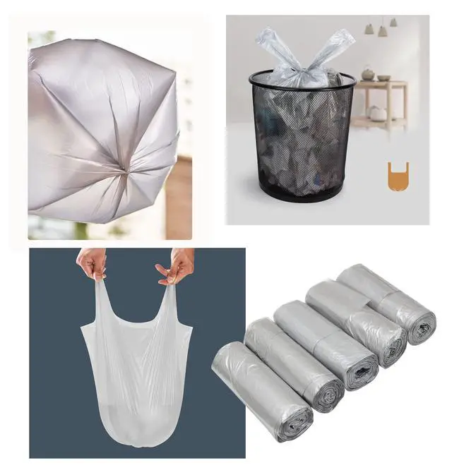 Alt view image 2 of 4 - 4 GALLON Bathroom Trash Bags, 5 Rolls/100 Counts Small HANDLES Garbage Bags for Office, Kitchen,Bedroom Waste Bin,Colorful Portable Strong Rubbish Bags (silver 100Counts)