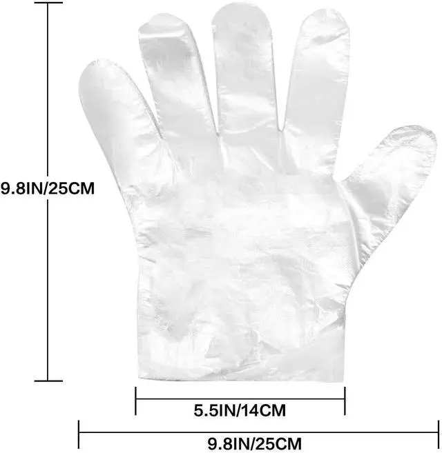 Alt view image 2 of 6 - 500pcs Disposable Plastic Gloves, Latex Free Powder Free Clear Polyethylene Hand Gloves Non-Sterile for Cleaning Cooking, Hair Coloring, Dishwashing, Food Handling, Large 500 Count (Pack of 1)
