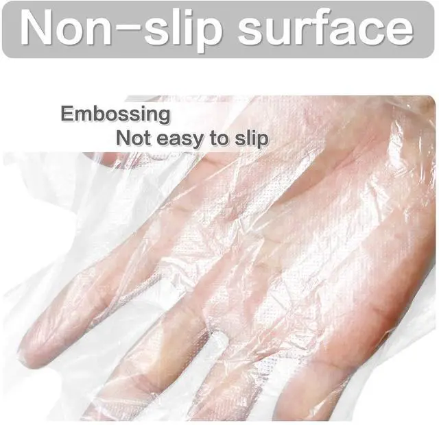 Alt view image 4 of 6 - 500pcs Disposable Plastic Gloves, Latex Free Powder Free Clear Polyethylene Hand Gloves Non-Sterile for Cleaning Cooking, Hair Coloring, Dishwashing, Food Handling, Large 500 Count (Pack of 1)