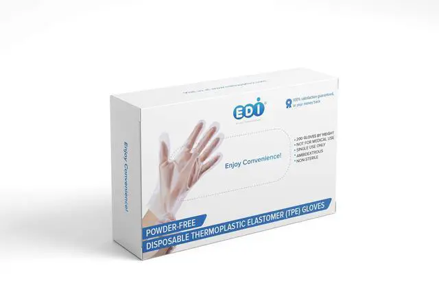 Main image of Stretchable Plastic TPE Food Service Gloves (Large, 200 pcs) (Clear) Powder-Free, Latex-Free