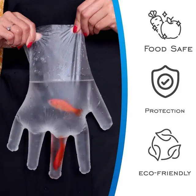 Alt view image 2 of 6 - Stretchable Plastic TPE Food Service Gloves (Large, 200 pcs) (Clear) Powder-Free, Latex-Free