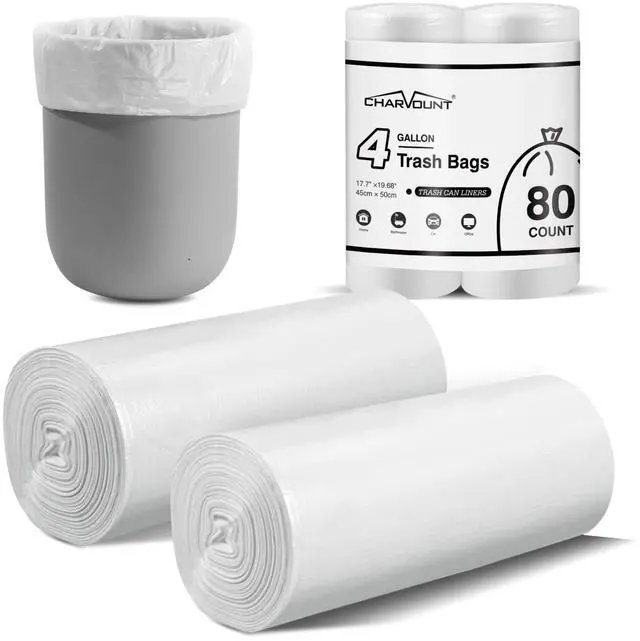 Main image of Small Trash Bags,4 Gallon Garbage Bags for Bathroom Can,Kitchen Bedroom,Unscented,80 Count,Clear