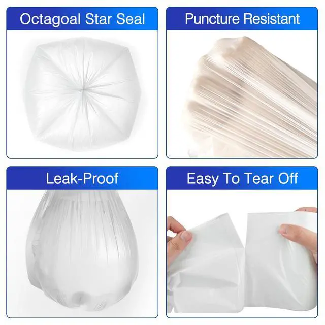 Alt view image 2 of 6 - Small Trash Bags,4 Gallon Garbage Bags for Bathroom Can,Kitchen Bedroom,Unscented,80 Count,Clear