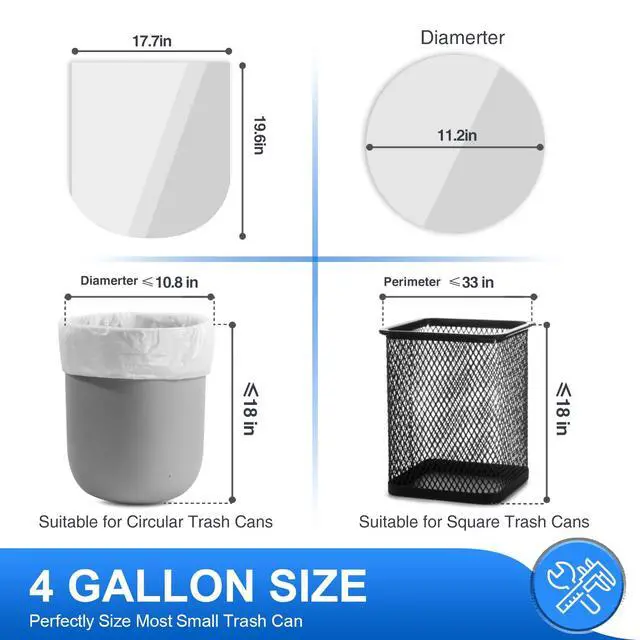 Alt view image 3 of 6 - Small Trash Bags,4 Gallon Garbage Bags for Bathroom Can,Kitchen Bedroom,Unscented,80 Count,Clear