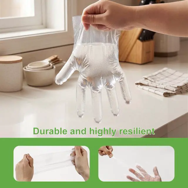 Alt view image 3 of 7 - 100 Pack Disposable TPE Gloves, Clear Food Prep Gloves with Storage Box for Kitchen Cooking Food Service & Handling, Latex-Free Powder-Free, One Size Fits Most