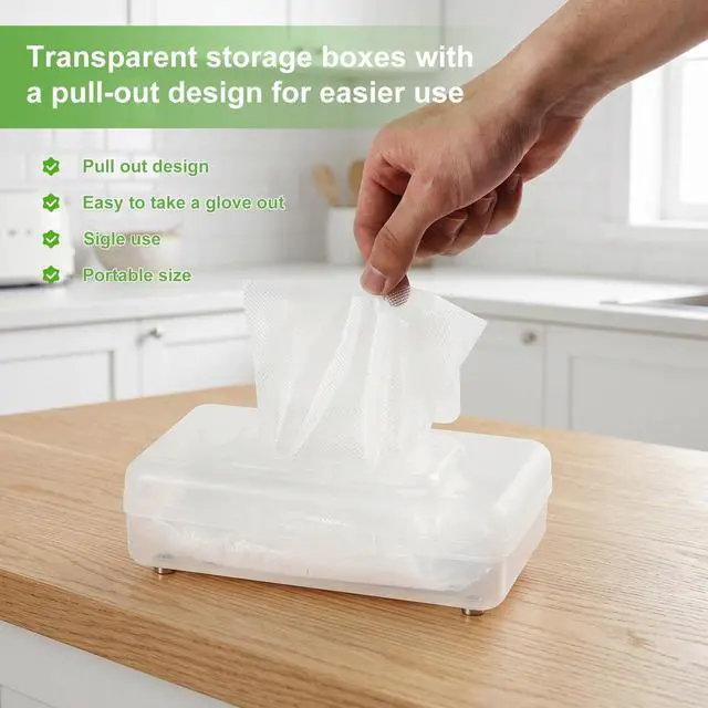 Alt view image 4 of 7 - 100 Pack Disposable TPE Gloves, Clear Food Prep Gloves with Storage Box for Kitchen Cooking Food Service & Handling, Latex-Free Powder-Free, One Size Fits Most