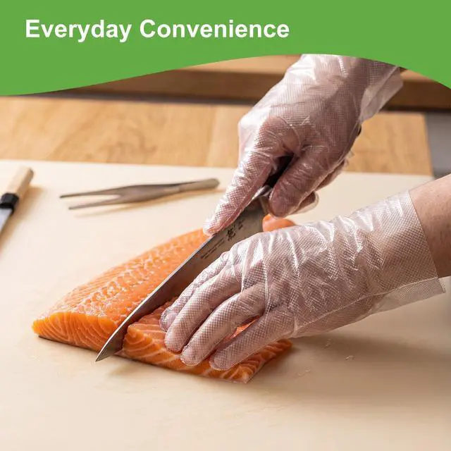 Alt view image 5 of 7 - 100 Pack Disposable TPE Gloves, Clear Food Prep Gloves with Storage Box for Kitchen Cooking Food Service & Handling, Latex-Free Powder-Free, One Size Fits Most