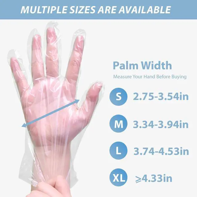 Alt view image 2 of 7 - 400 PCS Disposable TPE Gloves - Clear/White Plastic, Food Safe, Latex-Free, Powder-F (M)