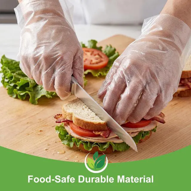 Alt view image 7 of 7 - 100 Pack Disposable TPE Gloves, Clear Food Prep Gloves with Storage Box for Kitchen Cooking Food Service & Handling, Latex-Free Powder-Free, One Size Fits Most