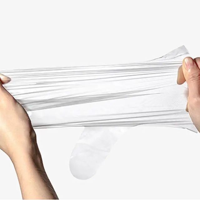 Alt view image 3 of 7 - 400 PCS Disposable TPE Gloves - Clear/White Plastic, Food Safe, Latex-Free, Powder-F (M)
