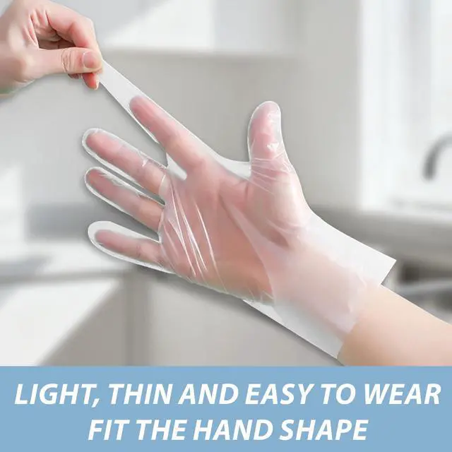 Alt view image 6 of 7 - 400 PCS Disposable TPE Gloves - Clear/White Plastic, Food Safe, Latex-Free, Powder-F (M)